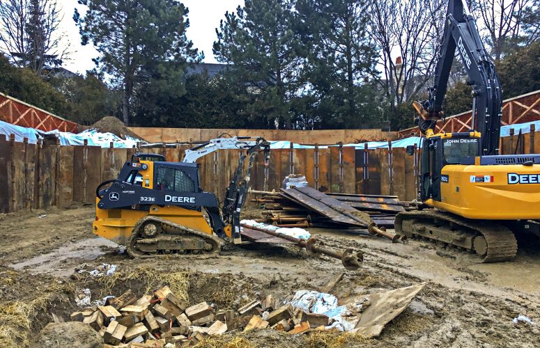 Shortek installed our 16' tall shoring posts at a residential lot to aid in excavation.